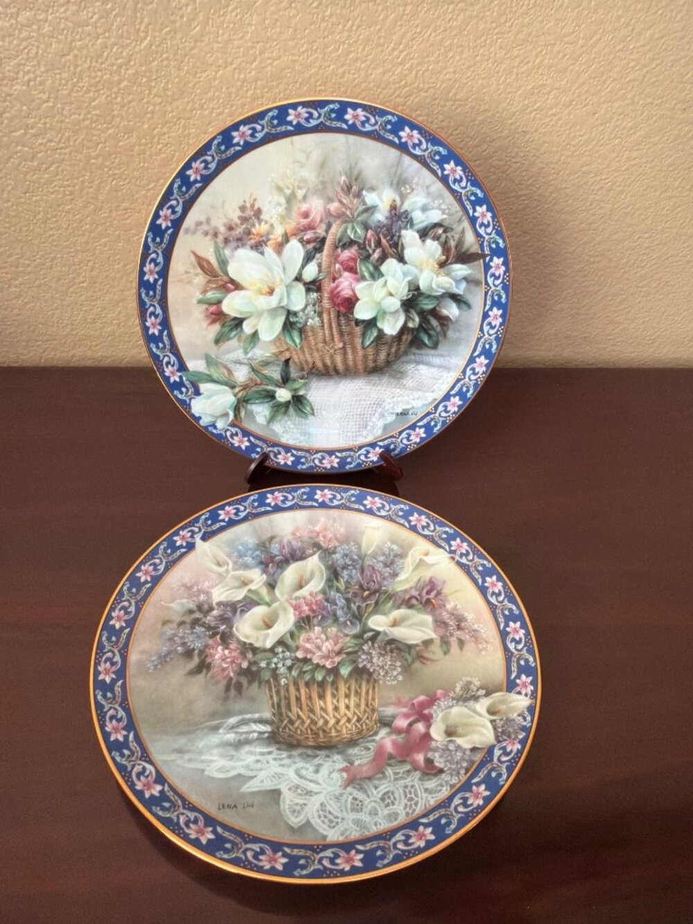 1992 Lena Liu Basket Bouquets W.S. George Set of 11 Collector Plates Missing #11 - Picture 10 of 15